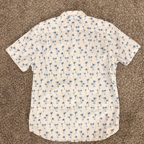 Bonobos Casual Short Sleeve Button Up Shirt with Blue and White Palm Tree Print - Picture 5 of 5